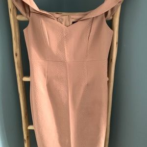 Bardot Blush Pink Wedding Dress